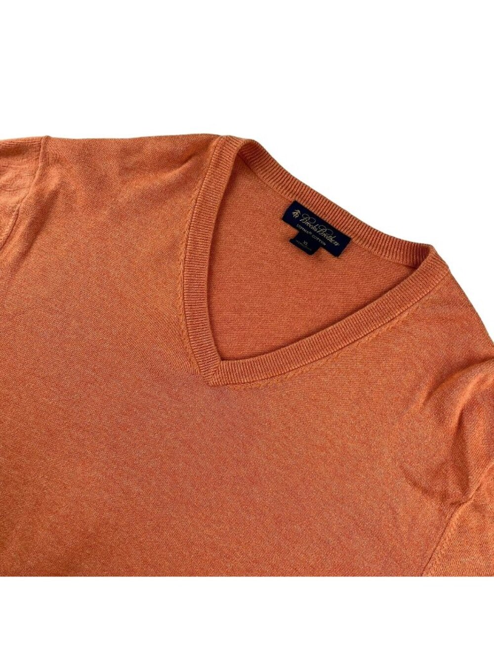 Brooks Brothers Men's Supima Cotton V-Neck Sweater Orange • XL